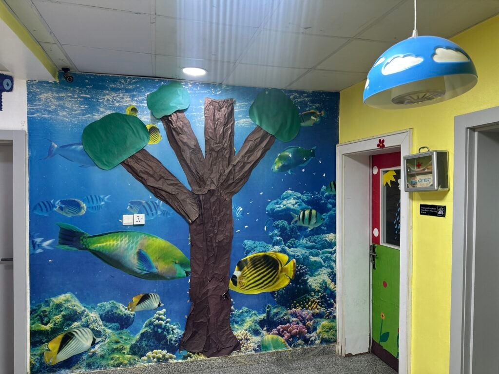 The hallway mural